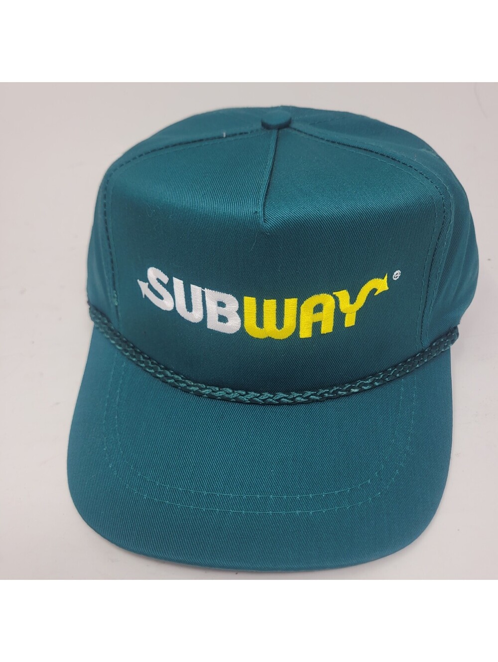 Vintage Subway Sandwiches Logo Hat Teal Green Embroidered Logo Strapback RopeCap